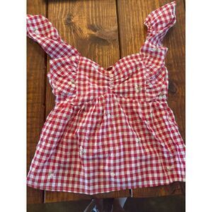 Red Gingham Top Sz small - VALENTINE READY